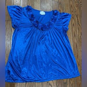 Lati Fashion…Vibrant Blue Women's Blouse with Floral Detail